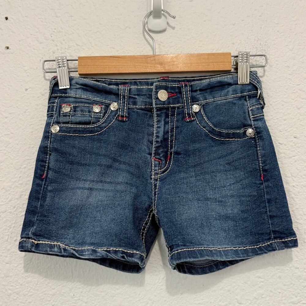 True Religion Girl's Jayde Mid-Rise Jean Shorts Embroidered Kid's